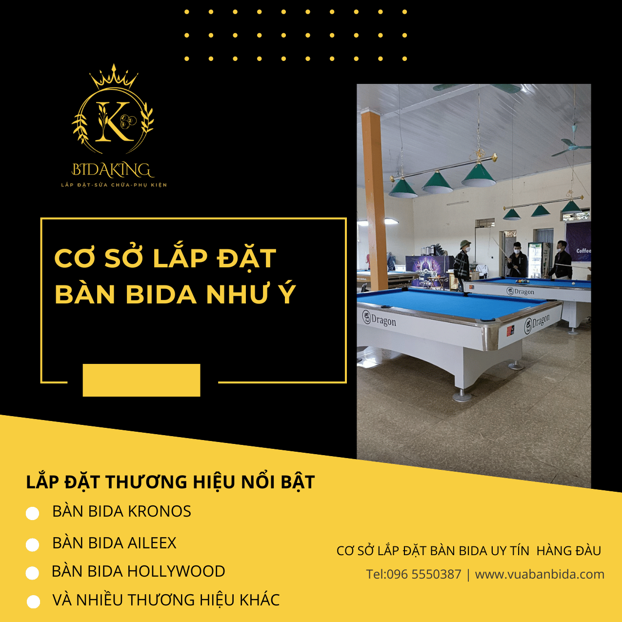 Lắp đặt Bàn Bida KIÊN GIANG NHƯ Ý